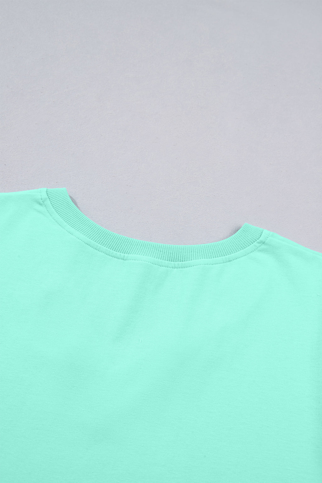 Turquoise Solid Color V Neck Short Puff Sleeve Blouse