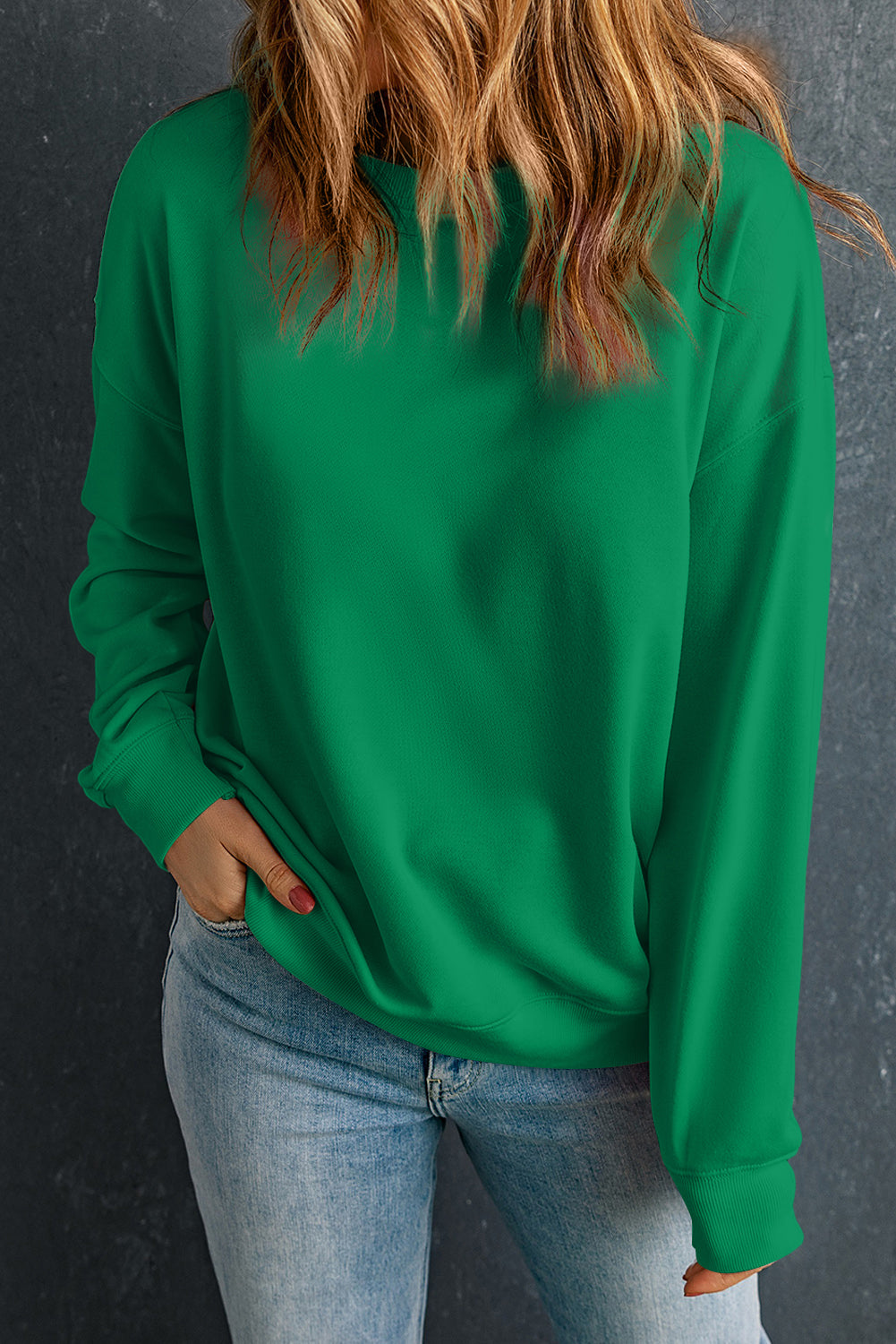 Orange Solid Classic Crewneck Pullover Sweatshirt