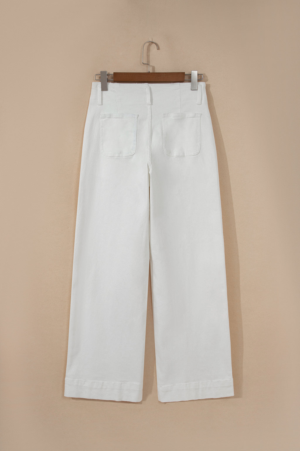 White 2-Button High Waist Wide Leg Jeans