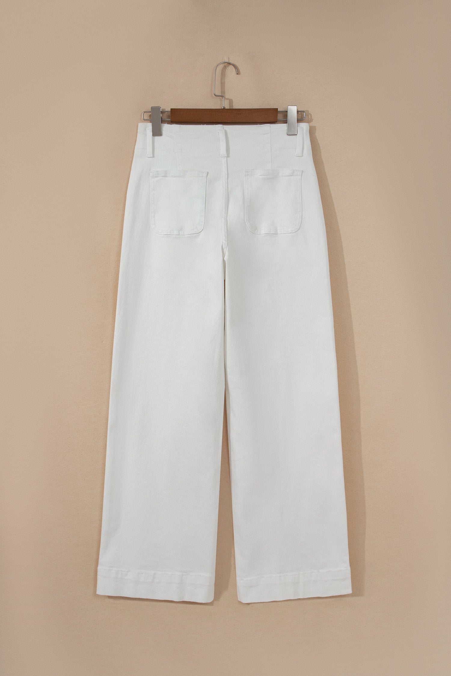 White 2-Button High Waist Wide Leg Jeans